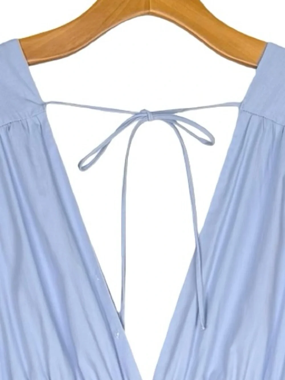 Abercrombie & Fitch Pale Blue Smocked Waist V-Neck Tiered Midi/Maxi Dress XL